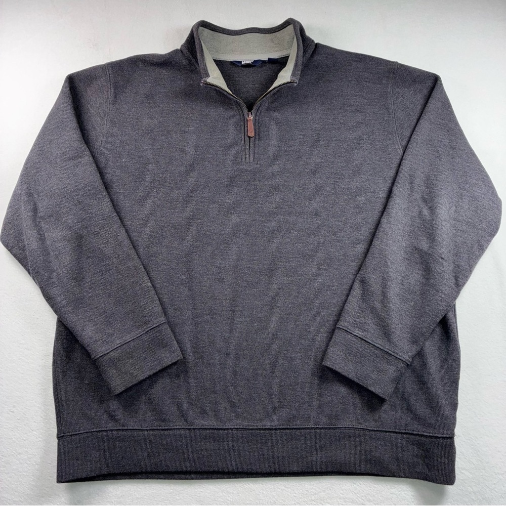 Lands’ End Mens 1/4 Zip Sweater XXL Charcoal Gray Long Sleeve Casual Layer